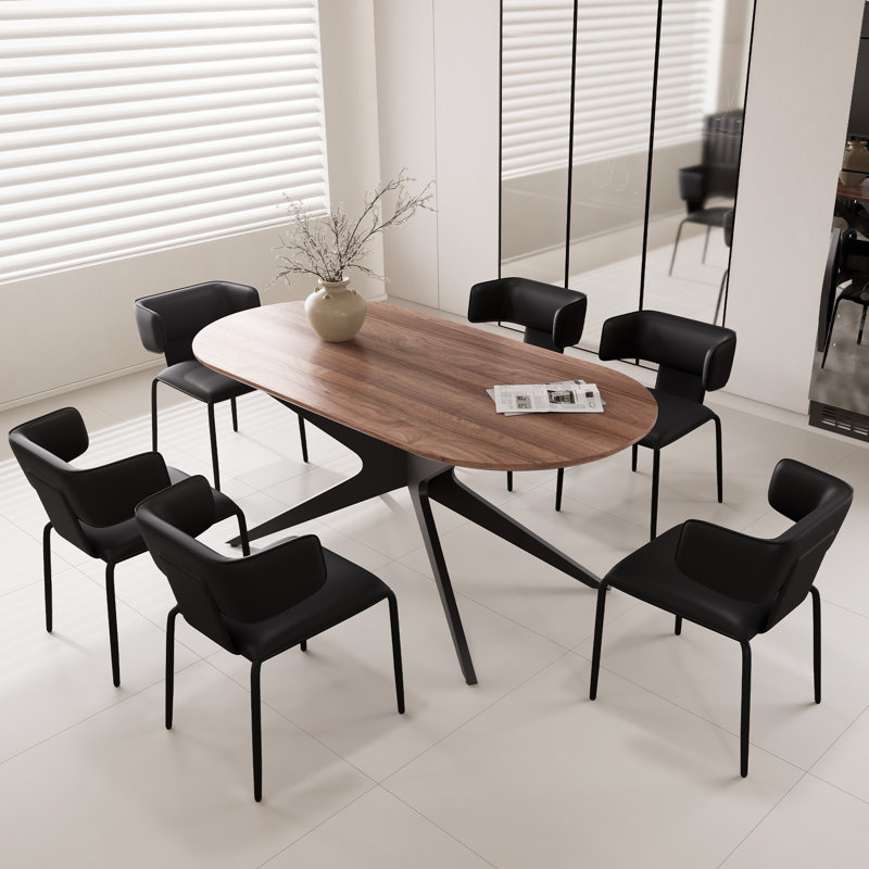 Faux Leather Dining Chairs Upholstered Side Chair With Padded Seat, Wingback Vanity Chair With Metal Frame For Dining Living Room Vanity Office
