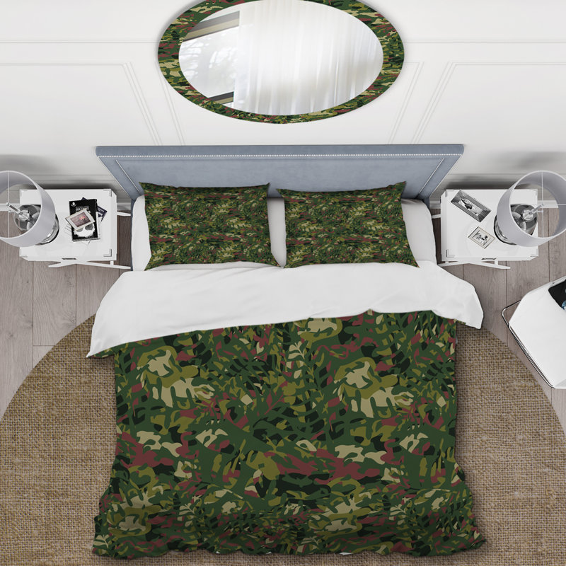 Camouflage vert tendance - ensemble de housse de couette abstrait - microfibre de polyester