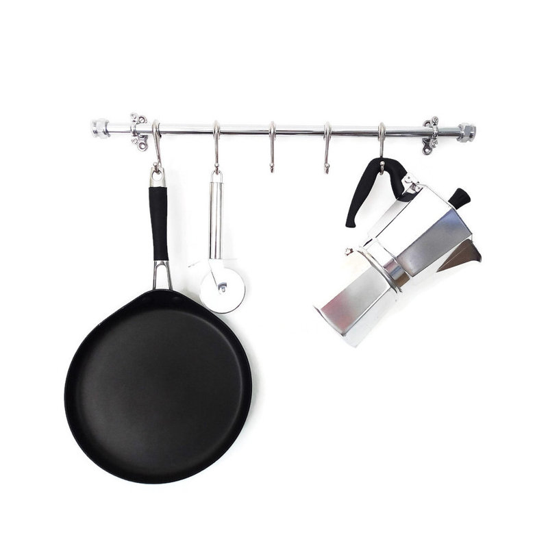 QuirkHub Handmade Chrome Utensil Rail, 30cm