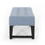 Moderne avec revêtement bleu et siège à boutons, H 16,5 po x l 46,08 po x P 17,5 po