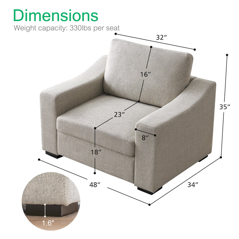 Stutsman Upholstered Chair And A Half, Tan Polyester Blend