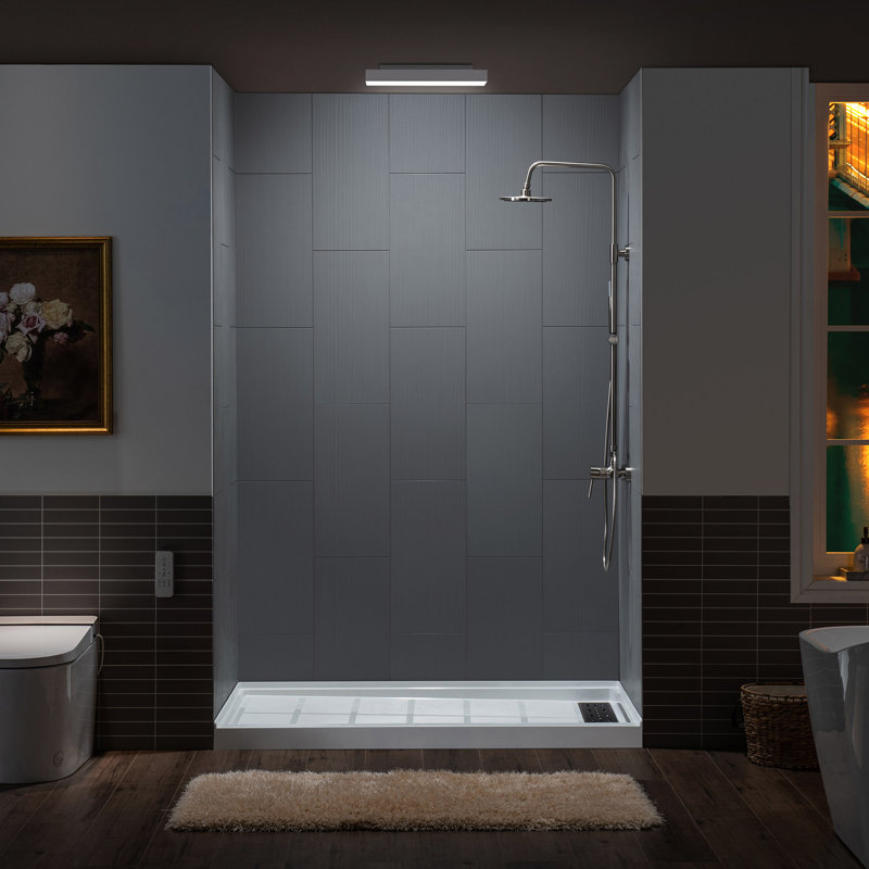 75" H x 60" W Matte Gray Composite Alcove Shower Wall Panels