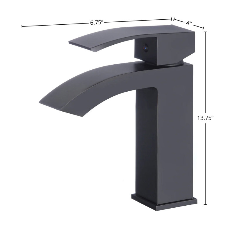 DAX Single Handle Waterfall Brass Bathroom Faucet, Matte Black