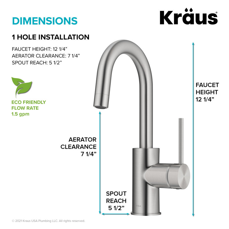 Oletto™ Single Handle Kitchen Bar Faucet, Spot Free Stainless
