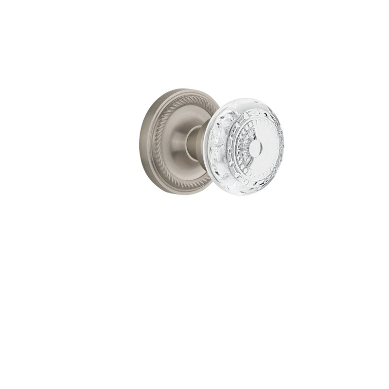 Rope Rosette with Crystal Meadows Knob, Satin Nickel, 2-3/4”