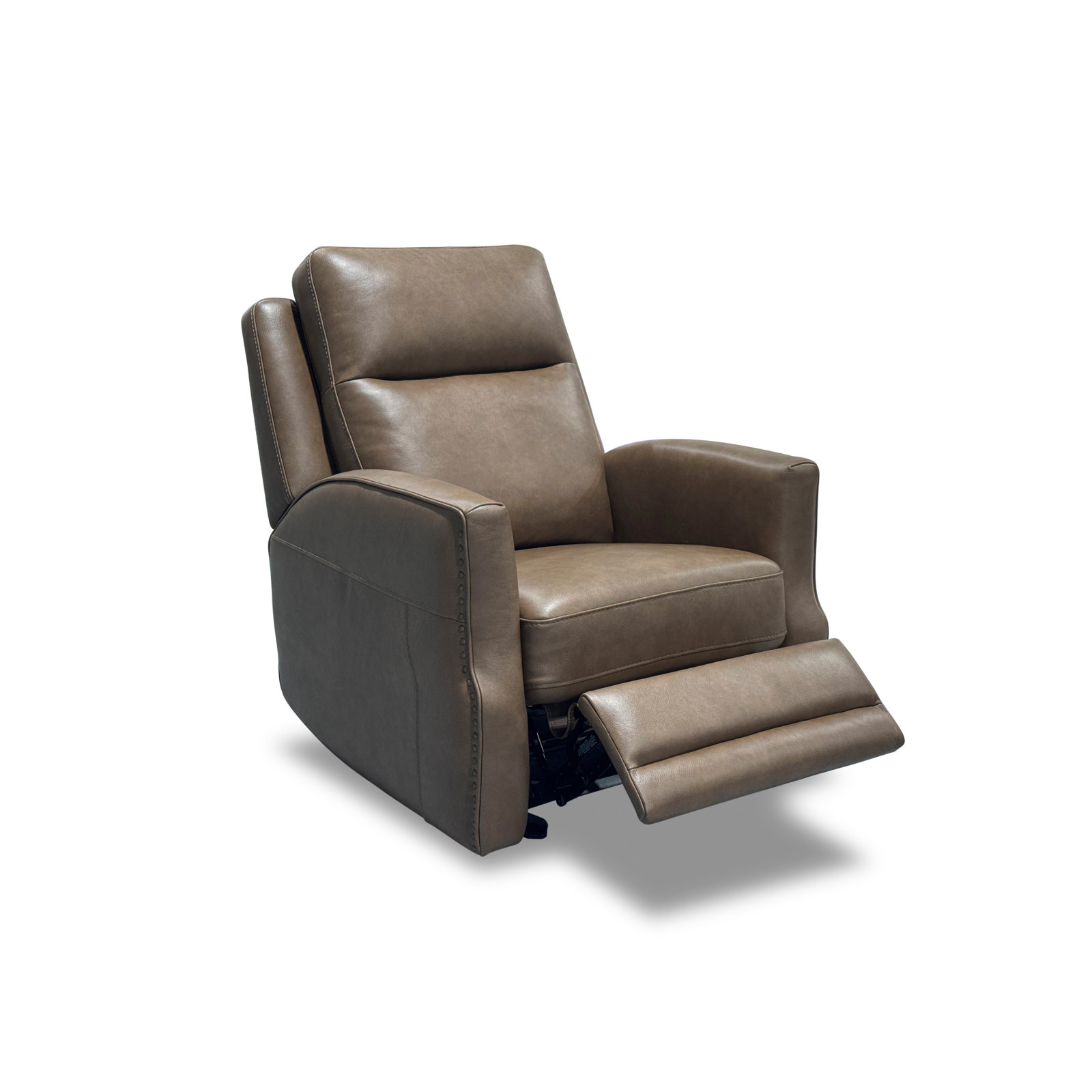 Henri 33" Genuine Leather Power Recliner, Gray