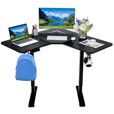 Hagemann Adjustable Height L-Shape Standing Desk -  17 Stories, 3DFB1CC0CCA144F9A1D8BC0224D02031