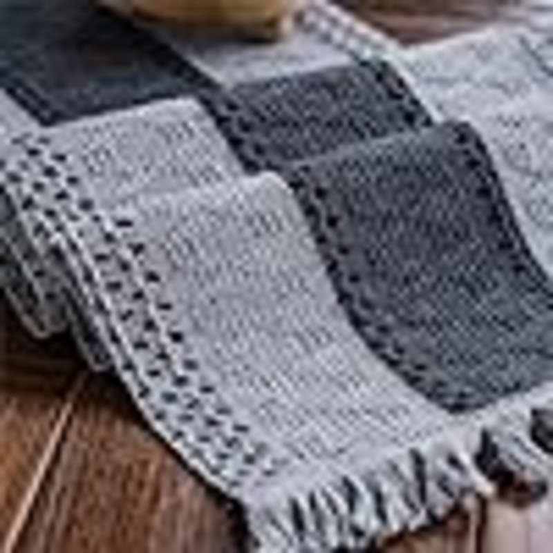 Macrame Table Runner Grey Boho Table Runners With Tassels Hand Woven Cotton Table Runner Rustic Farmhouse Table Runners For Bohemian Kitchen Dining Table(12X71in)