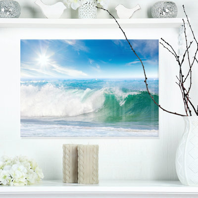 «White and Blue Waves under Sun Seashore», reproduction de photo sur toile tendue
