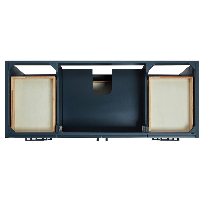 ARIEL Kelly 60 Single Sink Bathroom Vanity with Carrara Quartz Top, Midnight Blue, Rectangular , 54"