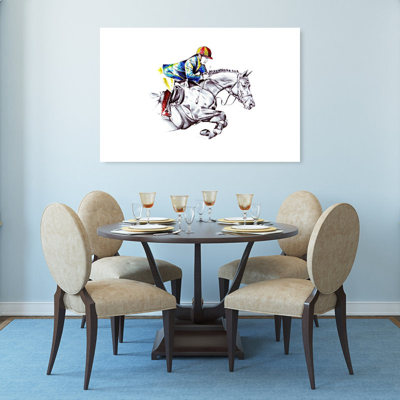 Affiche murale classique et colorée représentant un cheval bondissant dynamique, H 32 po x l 48 po