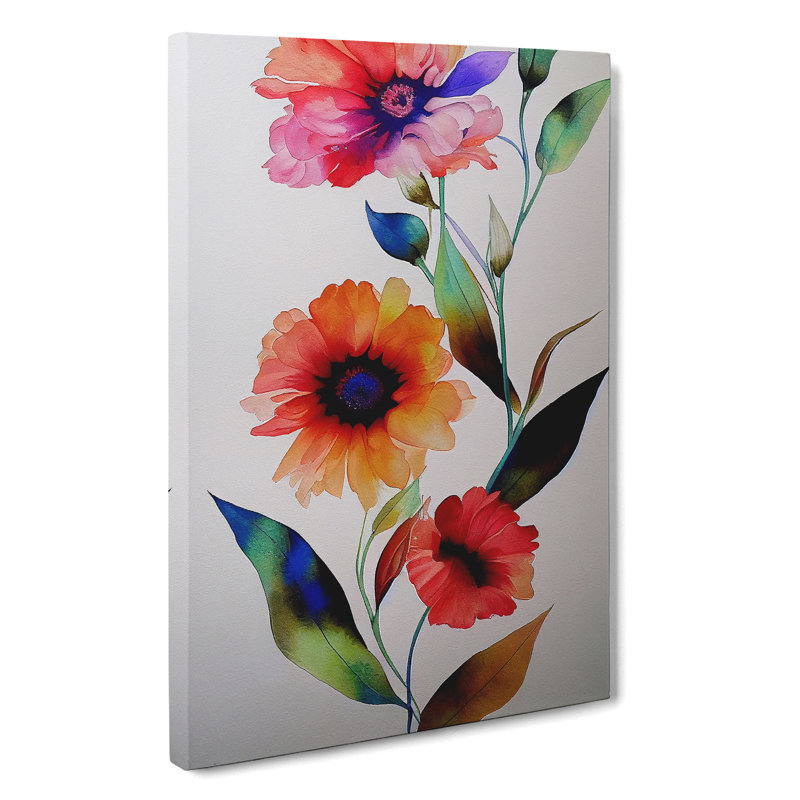XC1022-3685X Pretty Watercolour Flowers No.4 - Wrapped Canvas Print, 76cm H x 50cm W x 2cm D