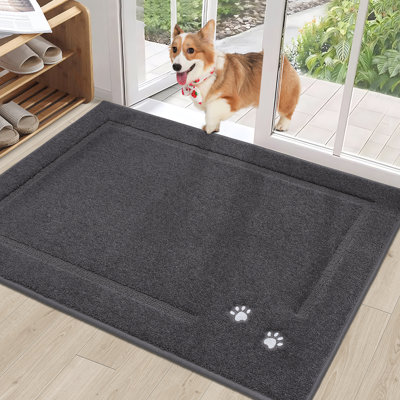 Tapis d'entrée très absorbant et antidérapant pour animaux de compagnie, tapis de bienvenue lavable et résistant aux taches