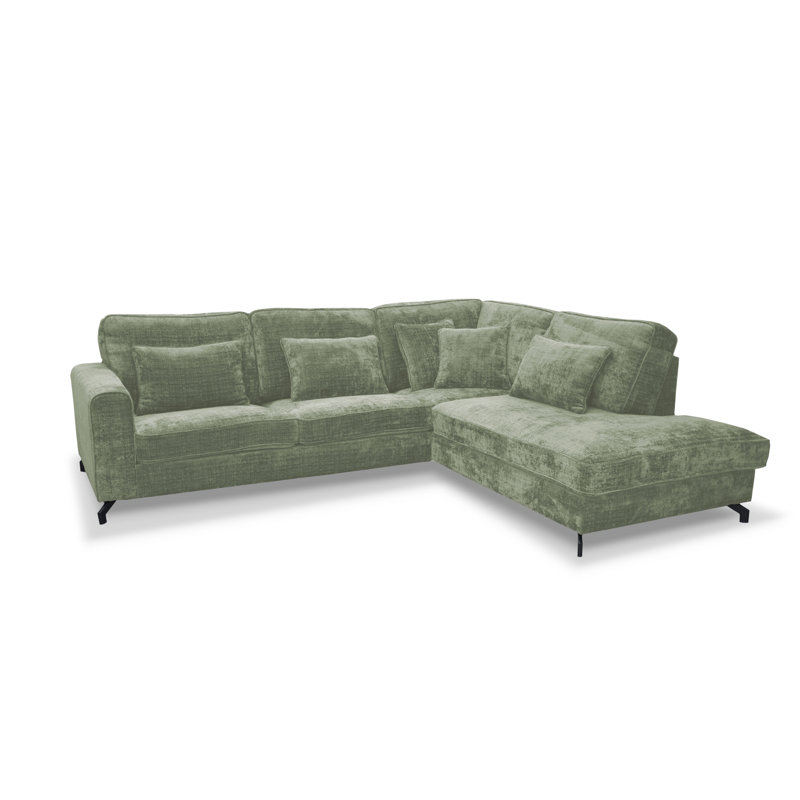 5 Seater Sofa & Chaise, Right Hand Facing, Green