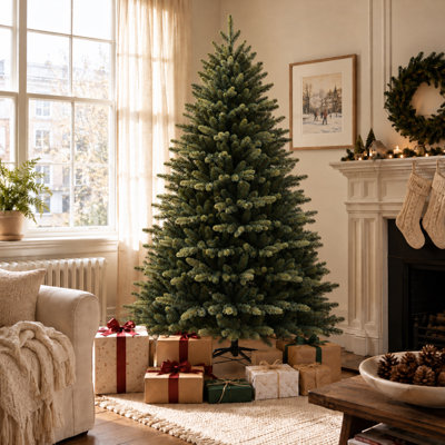FERNCOMBE Pre-Lit Artificial Christmas Tree - 5ft/6ft/7ft - Warm White & Multi-colour