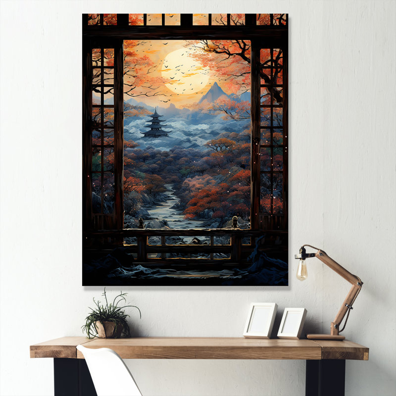 Art japonais, vue sur la montagne, art mural, Toile tendue, H 32 po x l 16 po x P 1 po