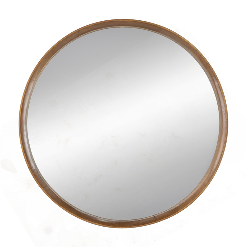 31.5" Round Pine Wood Mirror