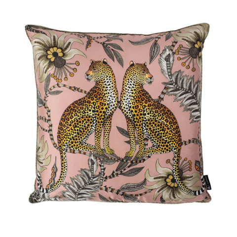 Floral pillow with two cheetahs print.
