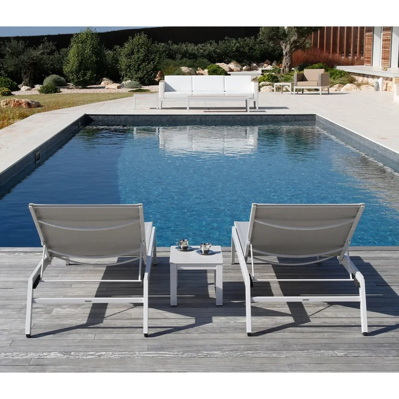 Equinox Outdoor Chaise Lounge, Seagull, Arctic White