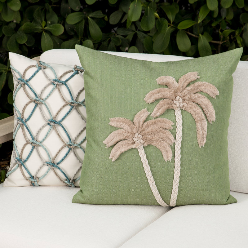 Rope Throw Square Outdoor Pillow Cover & Insert by Elaine Smith, Aqua