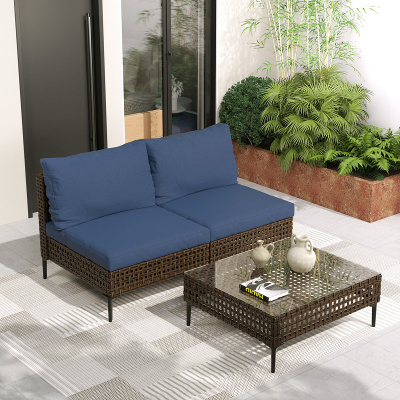 Canapé sans accoudoirs * 2 et table basse, Dark Brown