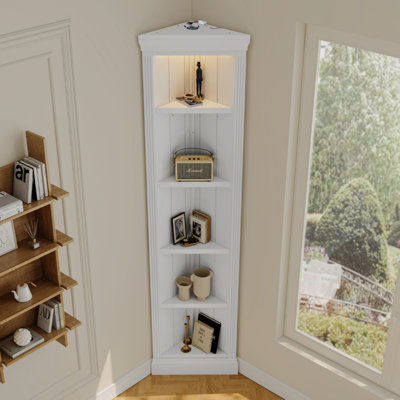 83.4""Tall Modern Corner Shelf,5 Tier Corner Bookcase With LED Light, Storage Standing Shelf Unit -  Brayden Studio®, 0CA4BFFB200B497A8C81BBFE9915D7C1