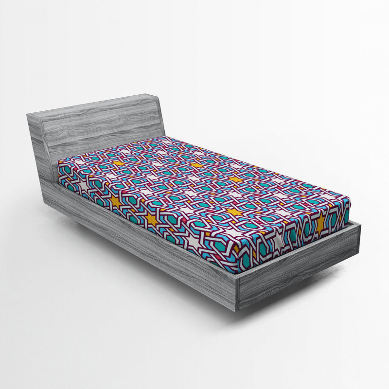Drap-housse avec plaque d’orientation géométrique, Simple