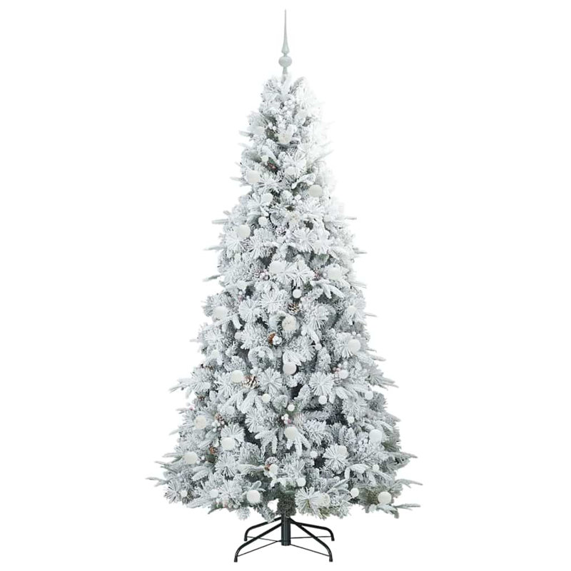Artificial Hinged Christmas Tree Green PE and PVC, White, 6.89' H