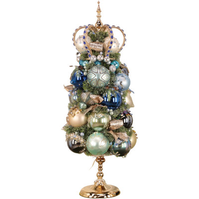 Crown Glass Ornament Topiary - 33.5 Inches