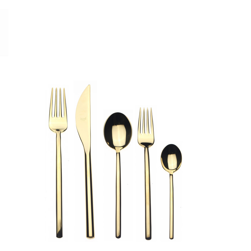 5 - Piece Stainless Steel Flatware Set - Service for 1, Gold