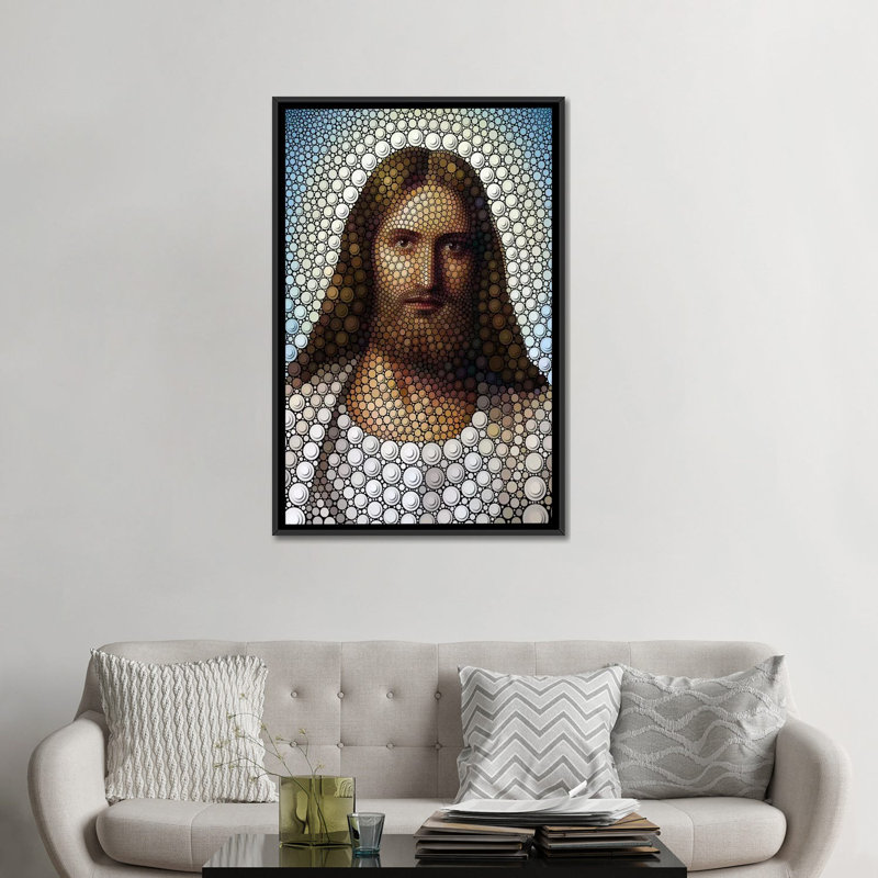«Jesus Christ» par Ben Heine, impression sur toile tendue, H 26 po x l 18 po x P 1,5 po, Toile avec cadre noir, Pas de tapis