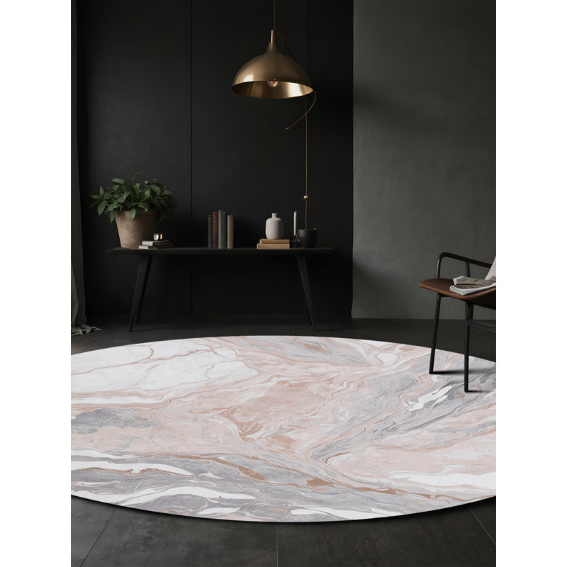 Tapis gris lavable à la machine, Rond 4 pi