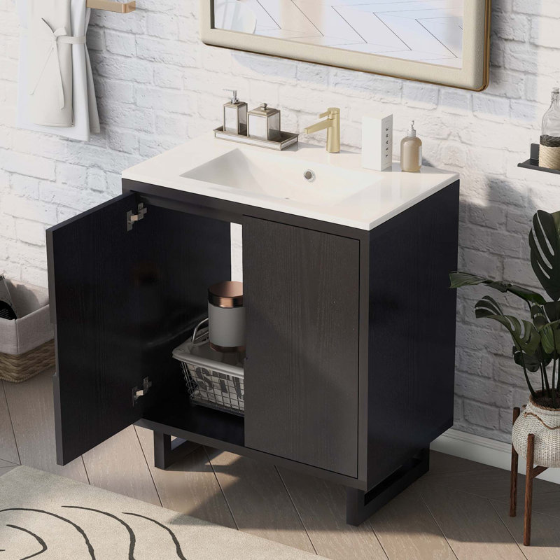 Ensemble de meuble-lavabo simple 29,5 po Nurbek, Noir