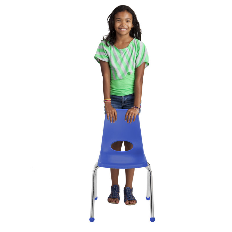 Blue 16" Stacking Classroom Chairs with Chromed Steel Legs