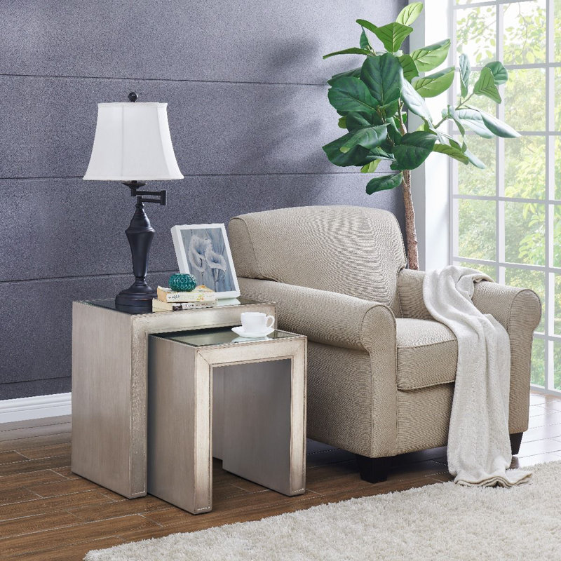 Greenberg Glass Top Sled Nesting Tables