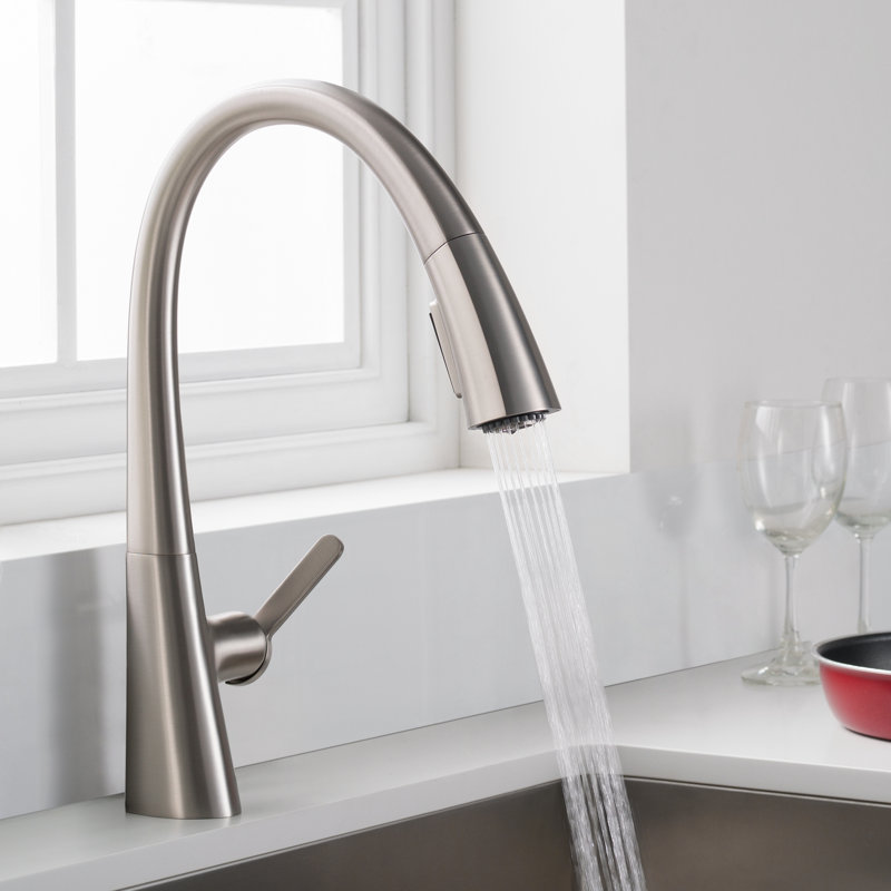 Nolen™ Pull Down Single Handle Kitchen Faucet, Spot Free Stainless
