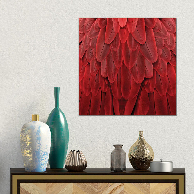 Feathered Friend In Red by Julia Bosco - Gallery-Wrapped Canvas Giclée on Canvas, Wrapped Canvas, 45.72cm H x 45.72cm W