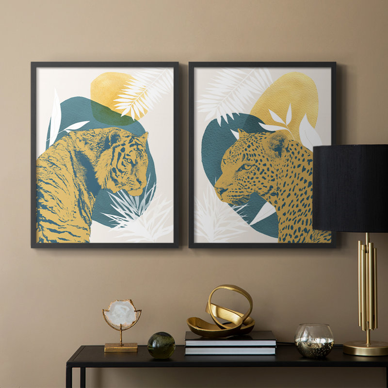 «Jungle Cat I», reproduction encadrée de qualité supérieure - prête à être accrochée - aucun clou requis - aucun clou requis