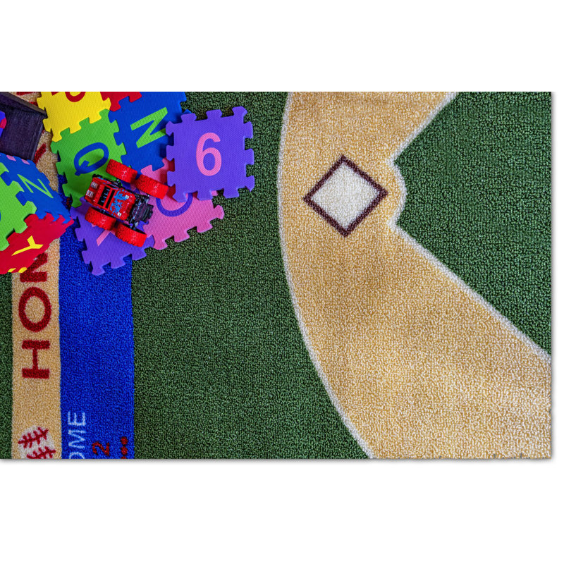 Tapis de jeu de baseball pour enfants Furnish My Place 710 | Salle de bain et salle de classe de la maternelle | Baseball rectangle au sol | Revêtement en caoutchouc antidérapant | Vert
