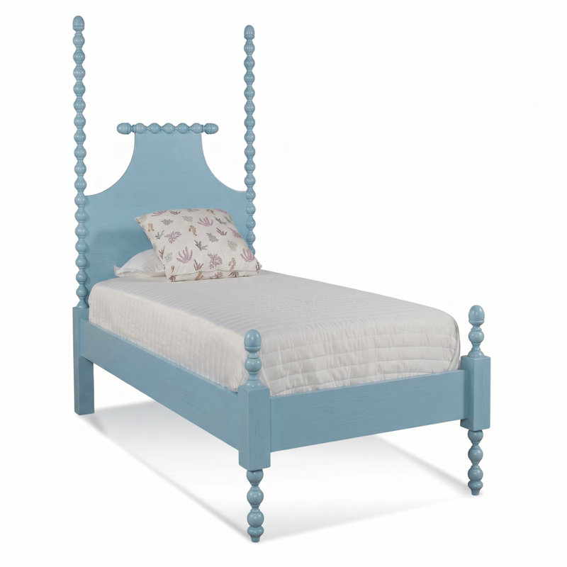 Mary Spindle Four Post Bed, Twin, Pacific
