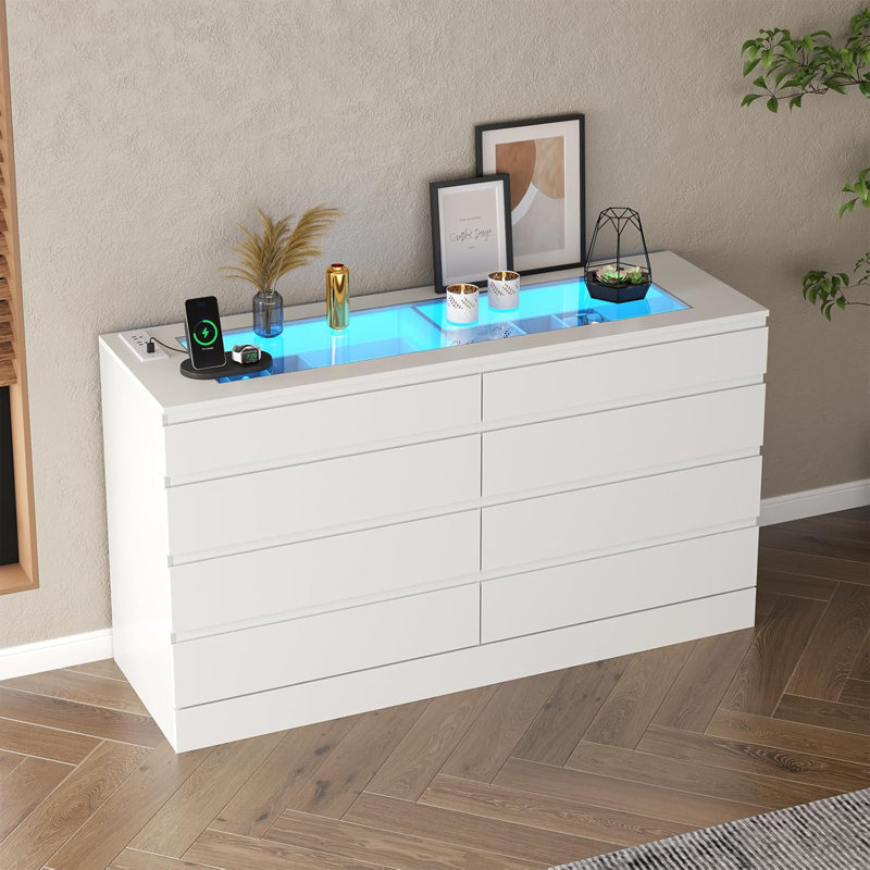 Commode double 8 tiroirs l 47,36 po, Blanc