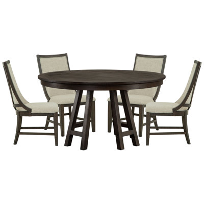 52" Round Dining Table With 4 Host Chairs