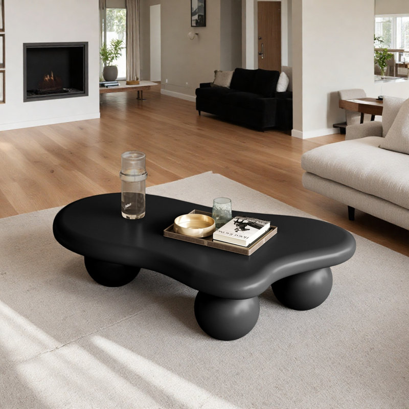 40.12 Inch Cloud Shaped Coffee Table, Black