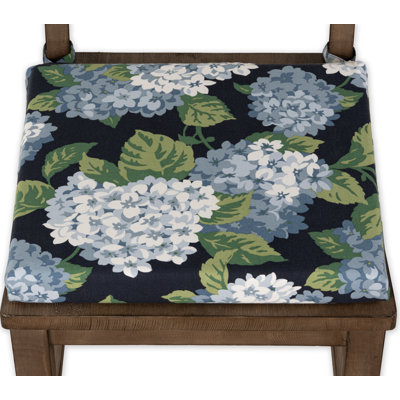 Birch Lane Summerwind Indigo 2" Floral Dining Chair Seat Pad with Ties
