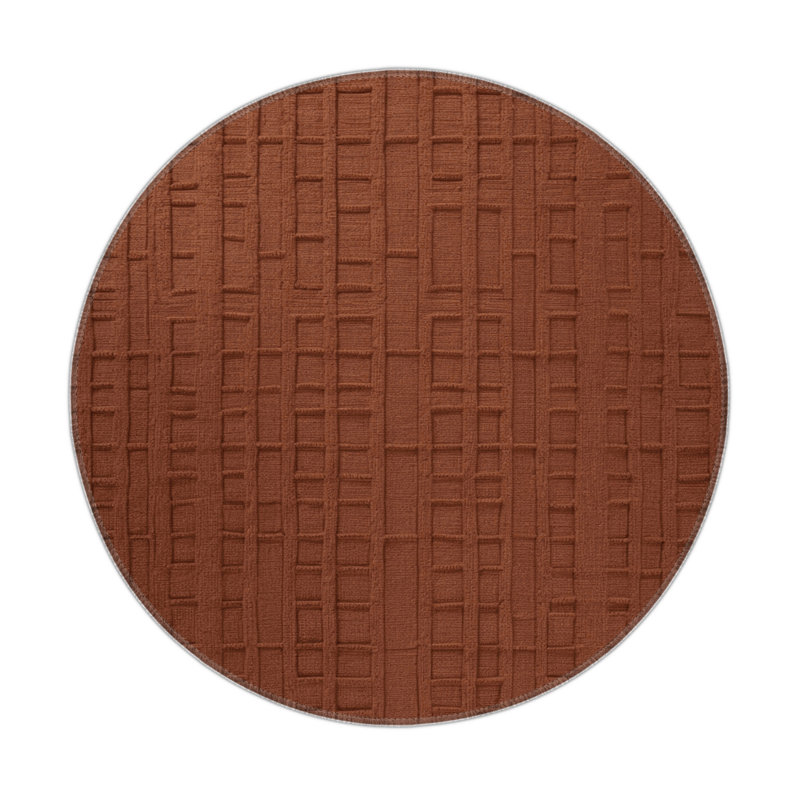 Trellis Brown Indoor and Outdoor Area Rug, Round 5'