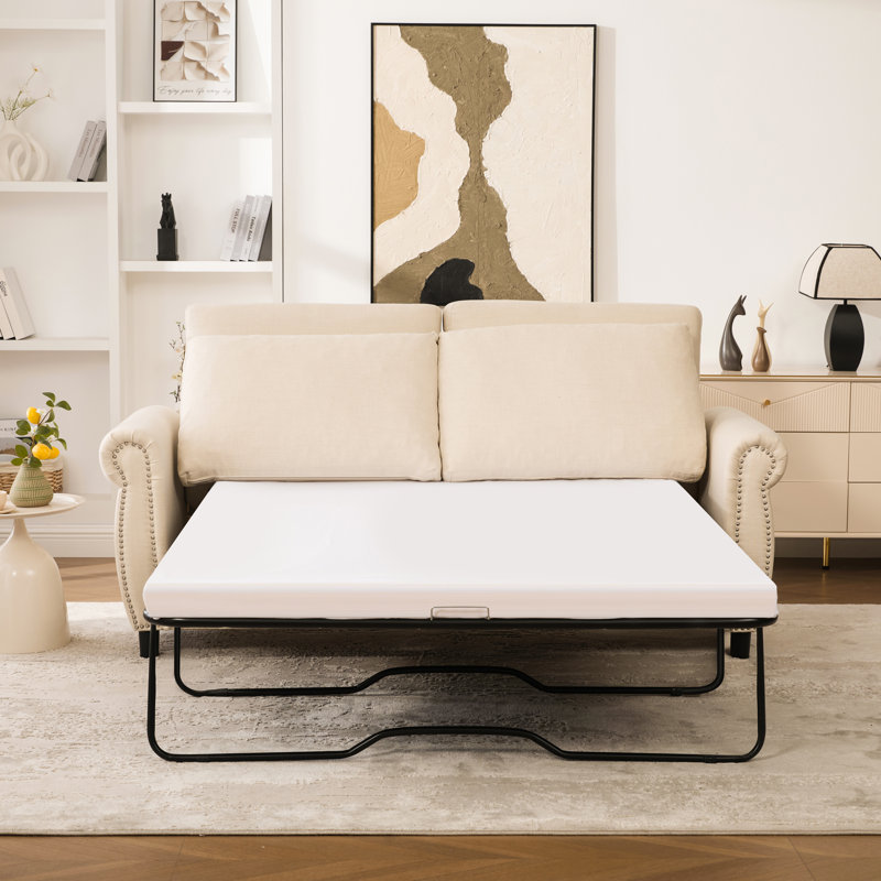 Canapé-lit, canapé convertible pour le salon, H 35,43 po x l 70,07 po x P 27,55 po, 2, Beige