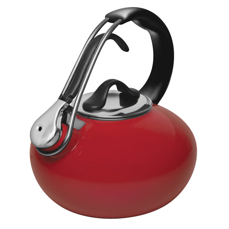 Bouilloire à sifflet en acier émaillé 1,8 pte Chantal, Rouge