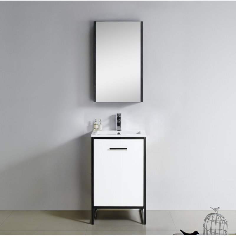 Saray 20'' Single Bathroom Vanity with Vitreous China Top, White