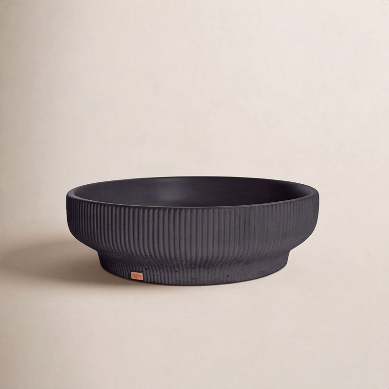 Lotus Handmade Circular Vessel Bathroom Sink, Coal Black