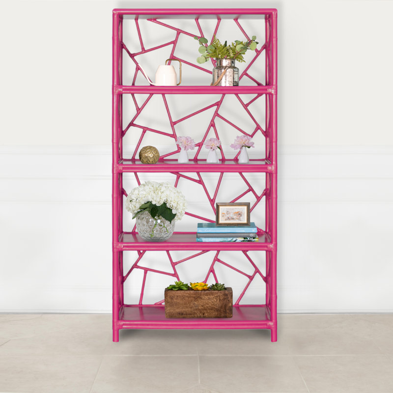 72'' H x 36'' W Wood Etagere Bookcase, Hot Pink